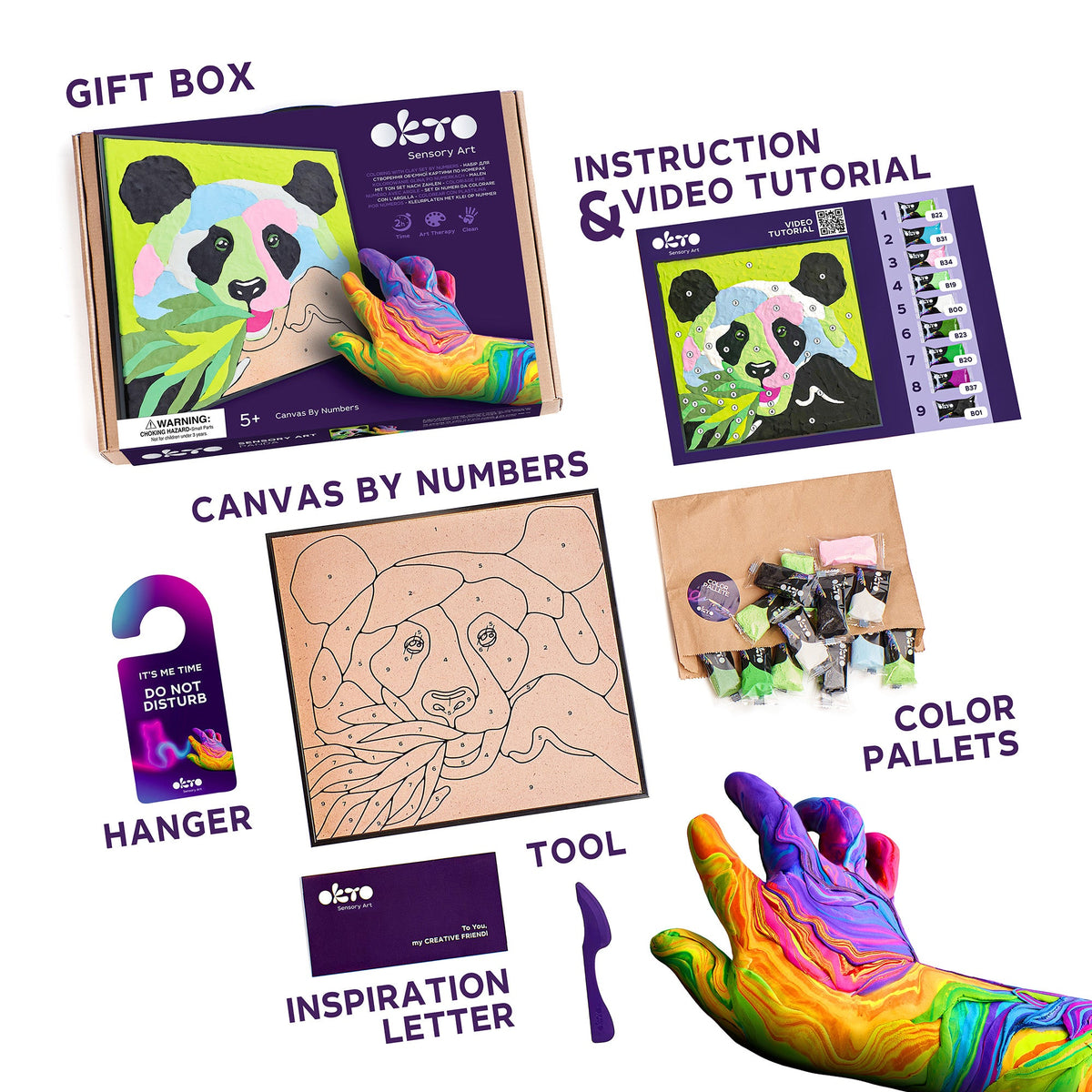 OKTO Clay-by-Numbers Kit – “Panda” (11.4” x 11.4”) – Fainotoys