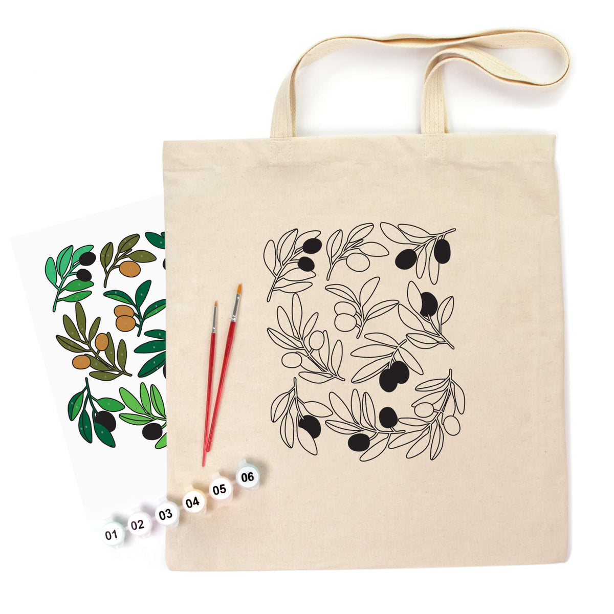 ROSATalent: Eco-Friendly Cotton Ecobag Coloring Kit – Olives (220 GSM,  38x42 cm)