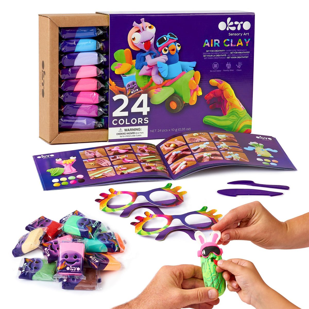 OKTO Air Clay Set for Creativity – 24 Colors – Fainotoys