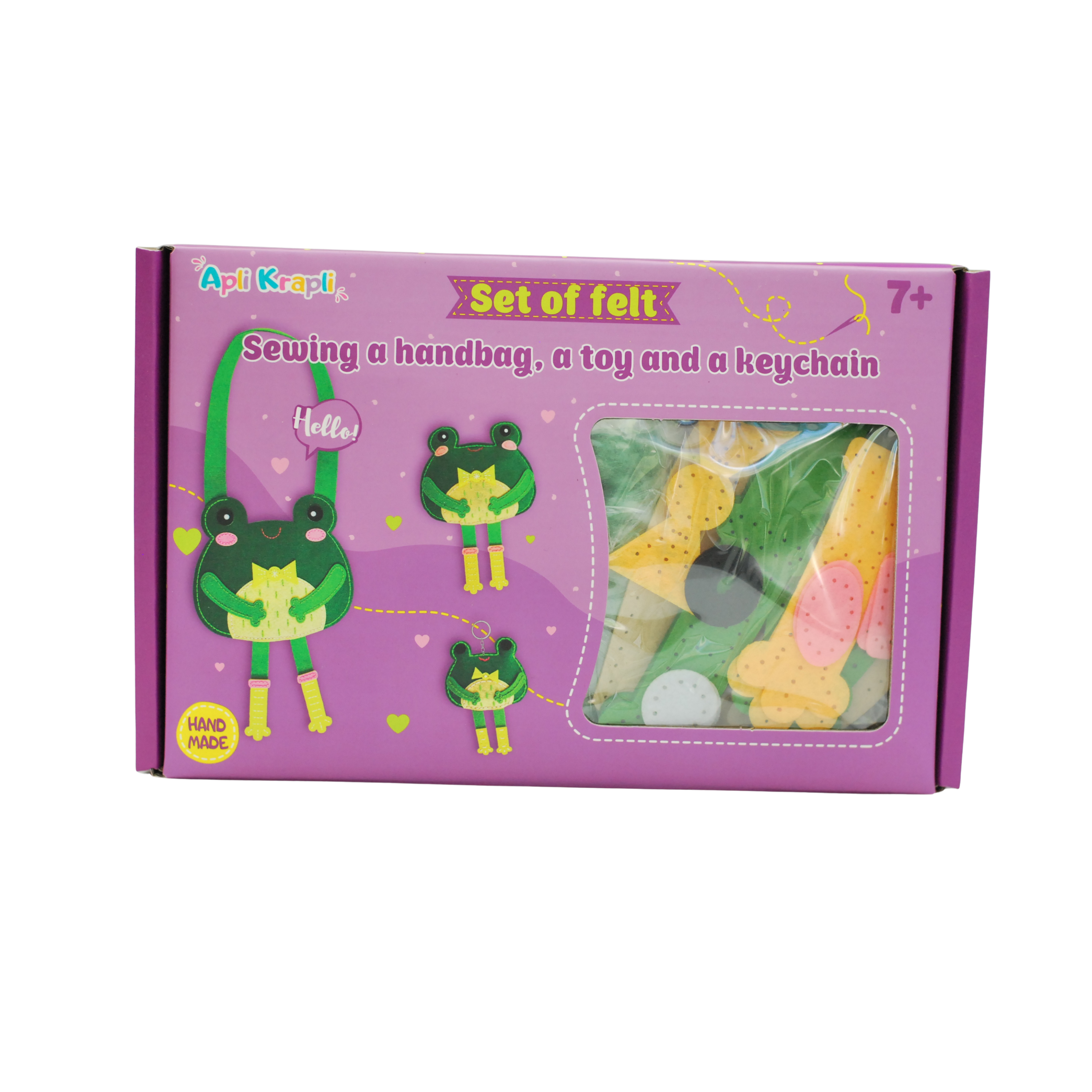 APLI Krapli - APLI Krapli Sewyourself Felt Toy Kit . Sewing A Bag Toy And Keychain Frog Precut Felt Stuffing Thread & Safe Needle Ages 6+