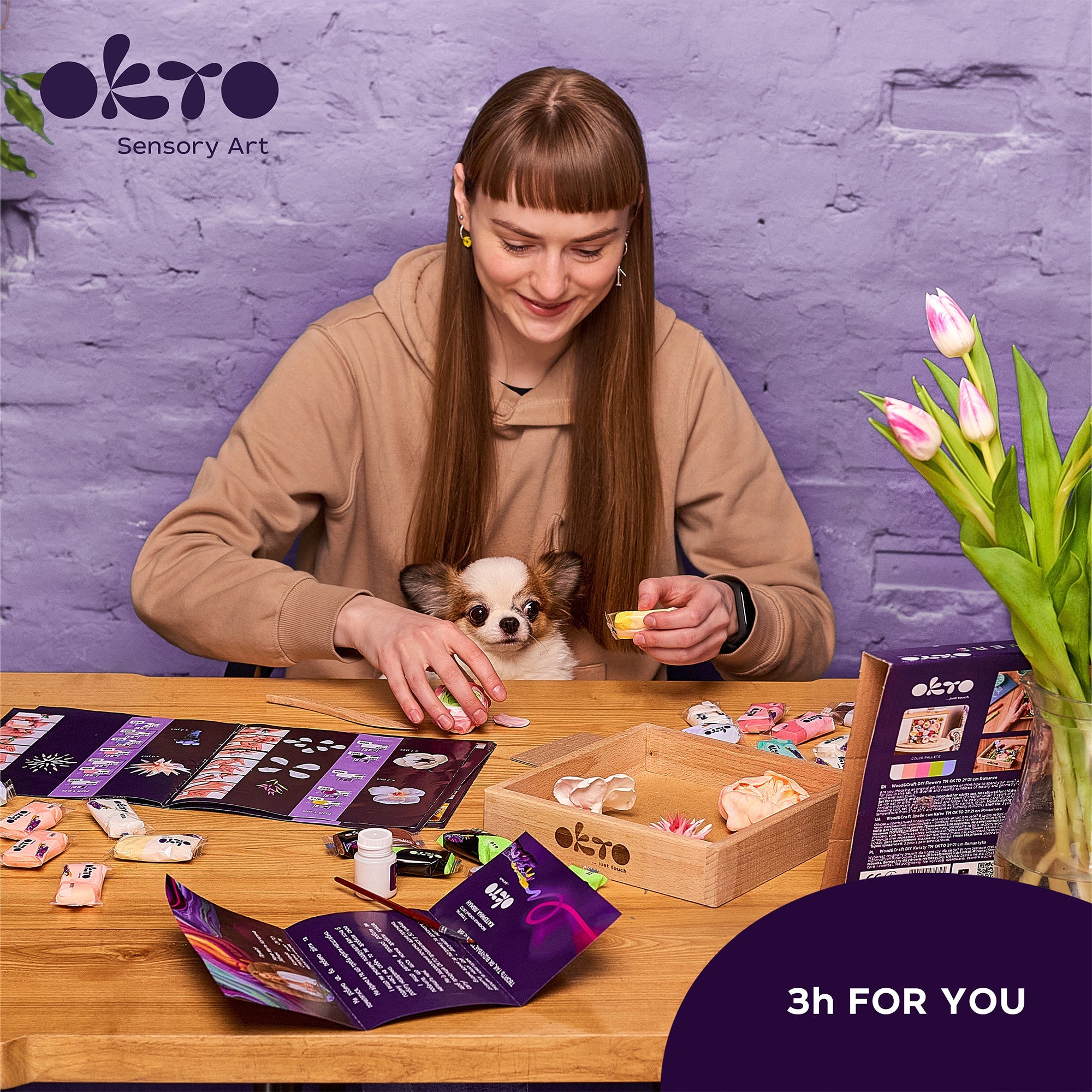 OKTO Sensory Art 3D Woodcraft “Romance” – Flowers Craft Kit