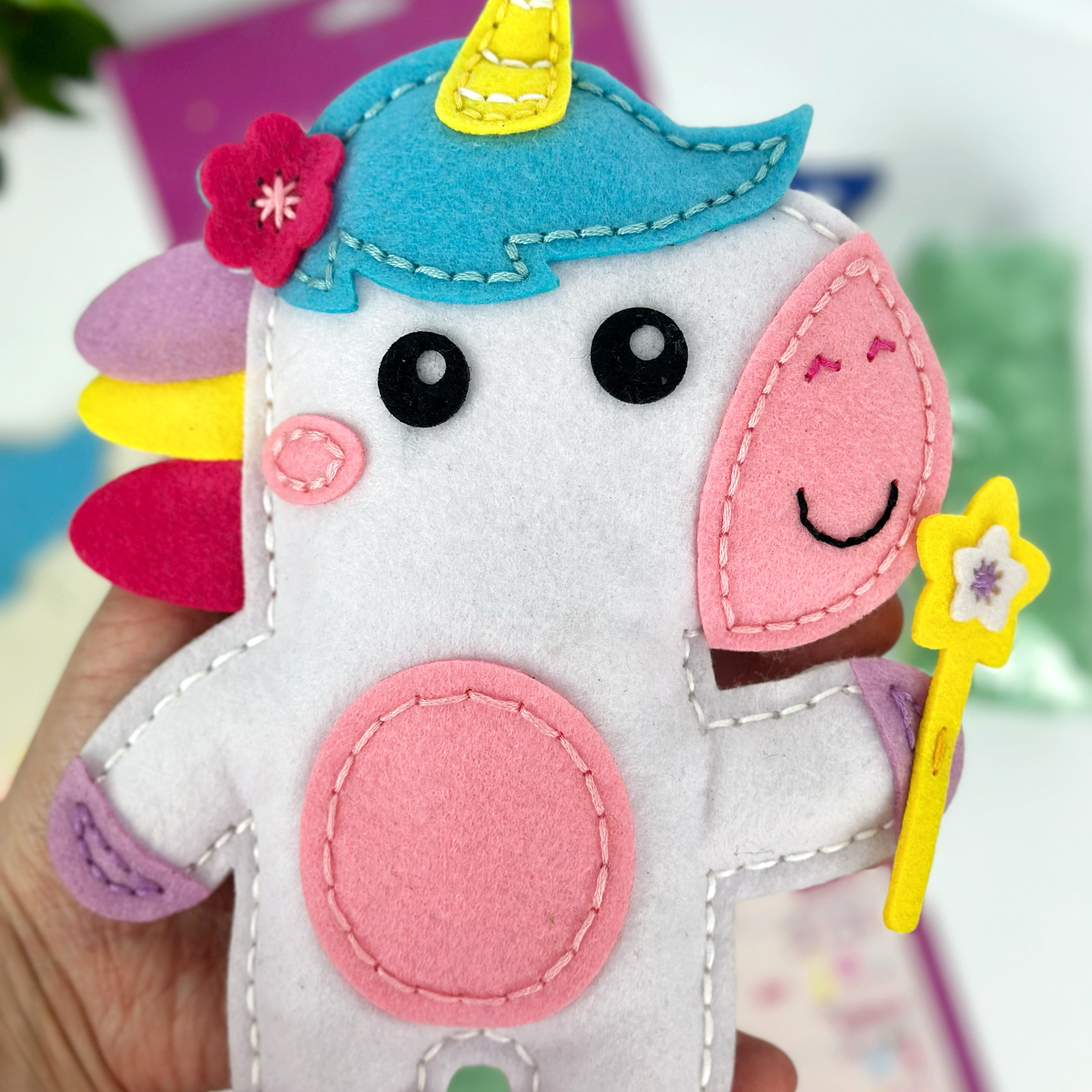 APLI Krapli - APLI Krapli Sewyourself Felt Toy Kit Unicorn Precut Felt Stuffing Thread & Safe Needle Ages 6+