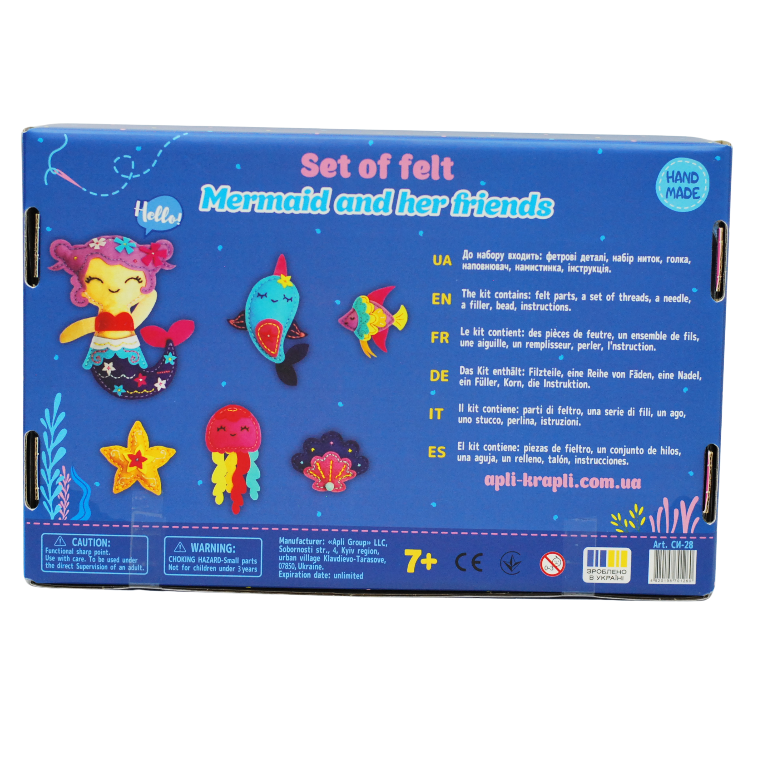 APLI Krapli - APLI Krapli Sewyourself Felt Toy Kit The Little Mermaid And Friends Precut Felt Stuffing Thread & Safe Needle Ages 6+