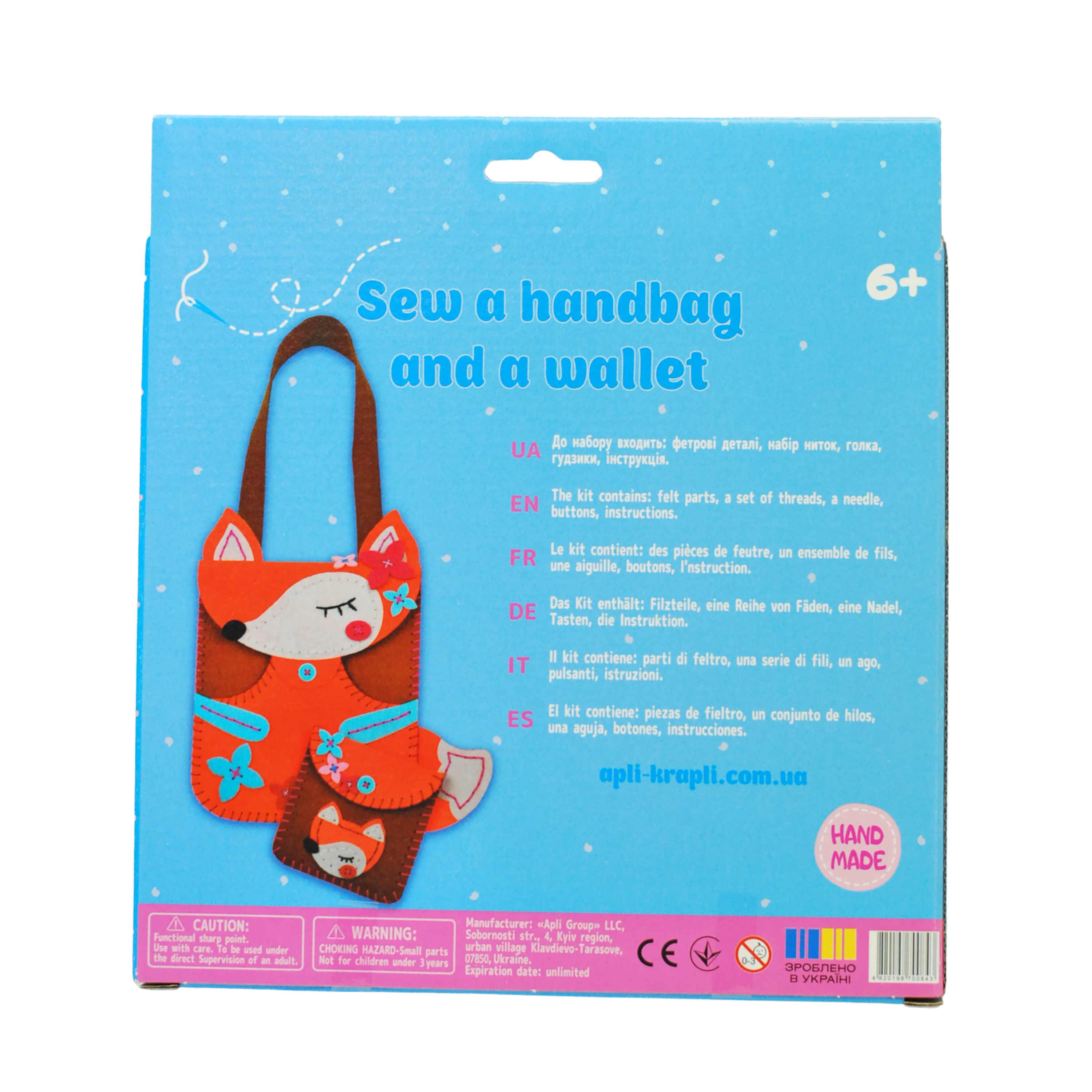 APLI Krapli - APLI Krapli Sewing Patterns Bag & Keychain Fox Printable Templates Materials Not Included Ages 10+