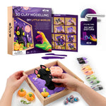 OKTO Little Worlds — Ghost Cat — Foam Air‑Dry Clay Wooden Art Kit (~8.3″ Square) — Ages 8+