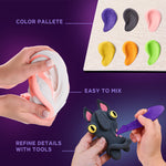 OKTO Little Worlds — Ghost Cat — Foam Air‑Dry Clay Wooden Art Kit (~8.3″ Square) — Ages 8+