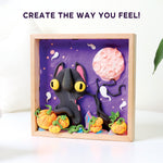OKTO Little Worlds — Ghost Cat — Foam Air‑Dry Clay Wooden Art Kit (~8.3″ Square) — Ages 8+