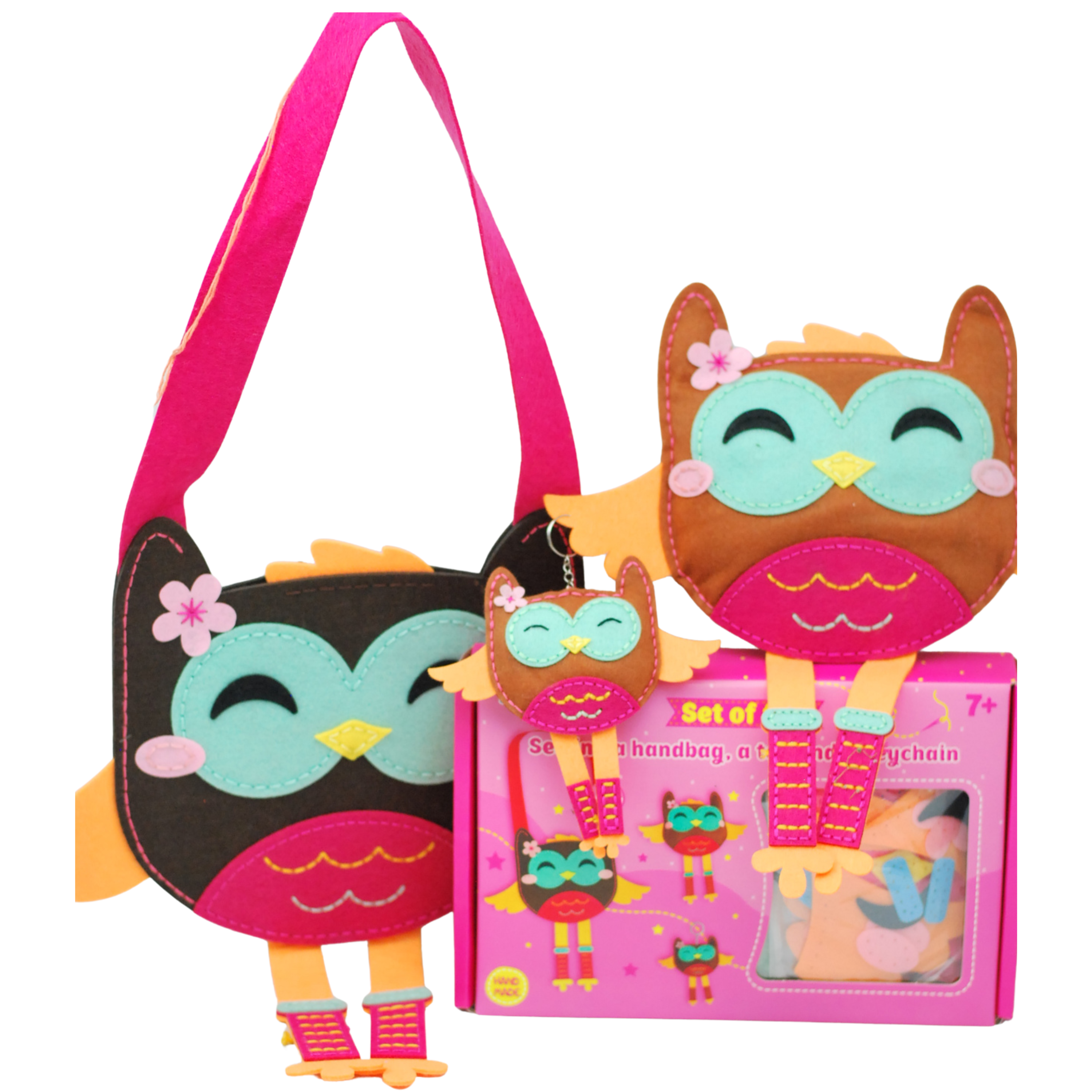 APLI Krapli - APLI Krapli Sewyourself Felt Toy Kit . Sewing A Bag Toy And Keychain Owl Precut Felt Stuffing Thread & Safe Needle Ages 6+