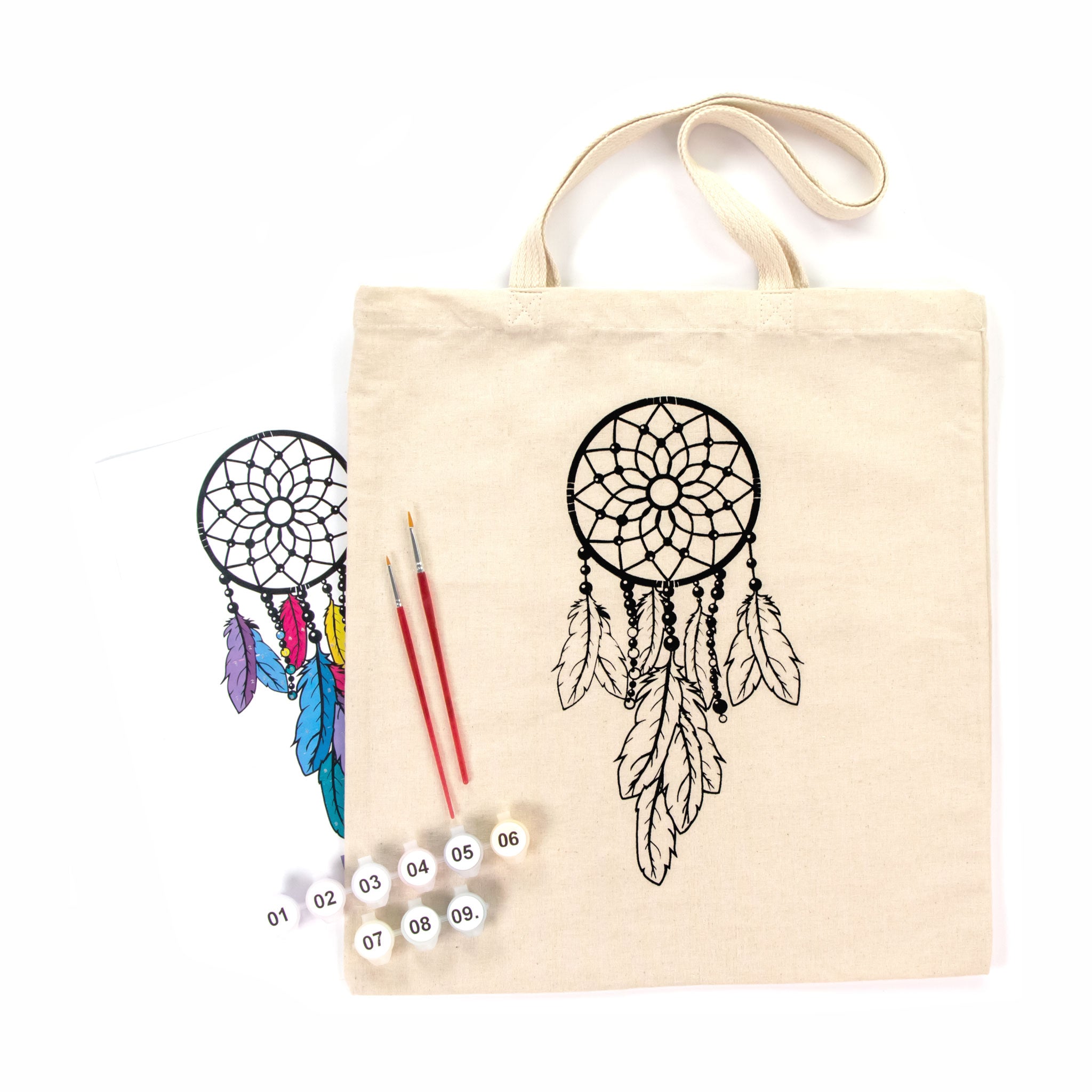 ROSATalent: Eco-Friendly Cotton Ecobag Coloring Kit – Dream Catcher (220 GSM, 38x42 cm)