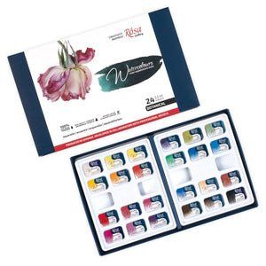 ROSA Gallery Botanical Watercolor Set - 24 Colors, Full Pans in Cardboard Box