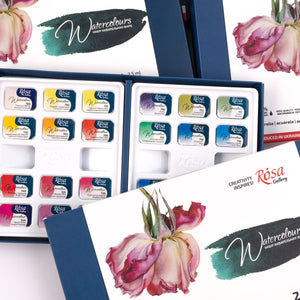 ROSA Gallery Botanical Watercolor Set - 24 Colors, Full Pans in Cardboard Box