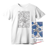 T-Shirt Painting "Blue Peonies" - 100% Cotton, Size S by ROSA Talent