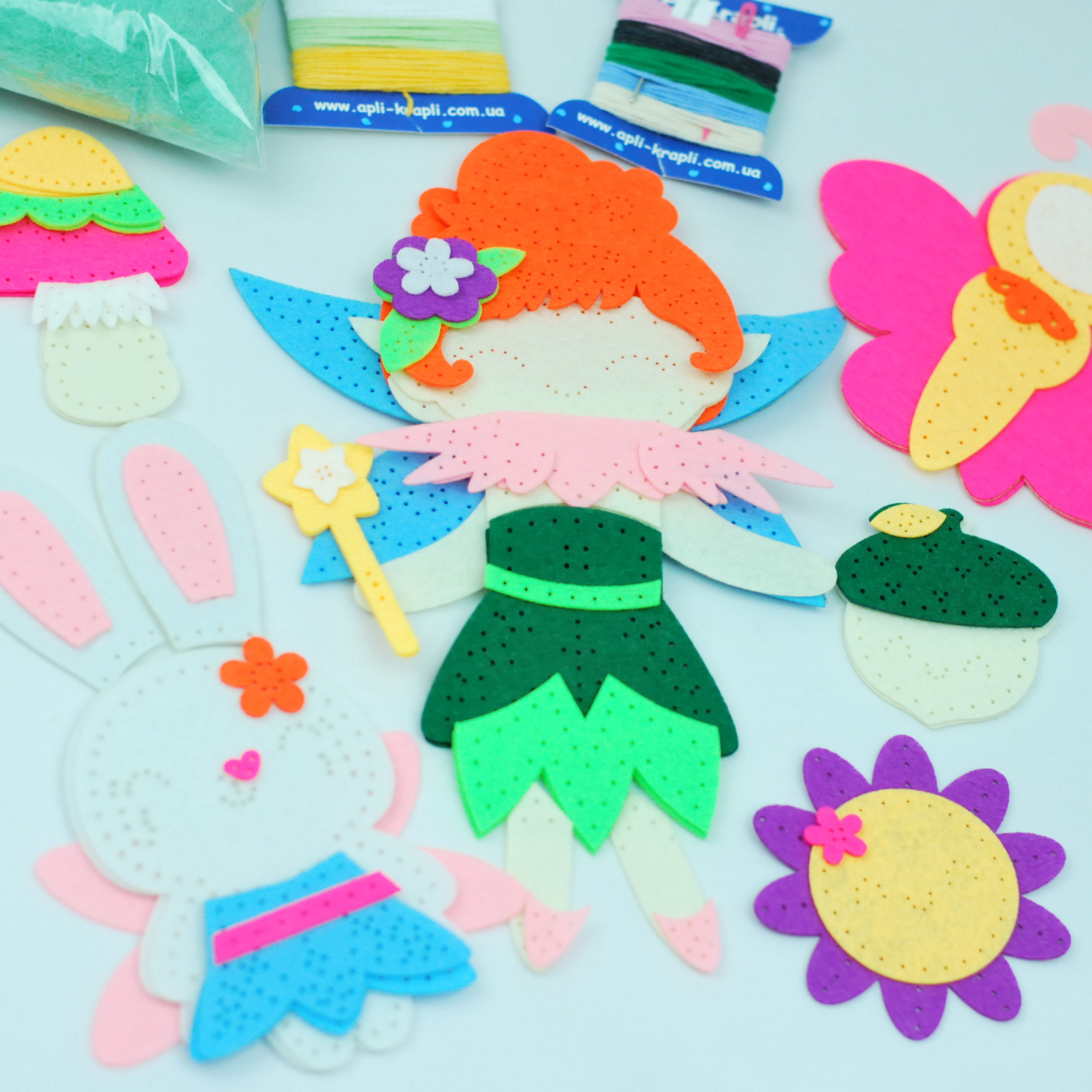 APLI Krapli - APLI Krapli Sewyourself Felt Toy Kit The Little Fairy And Friends Precut Felt Stuffing Thread & Safe Needle Ages 6+