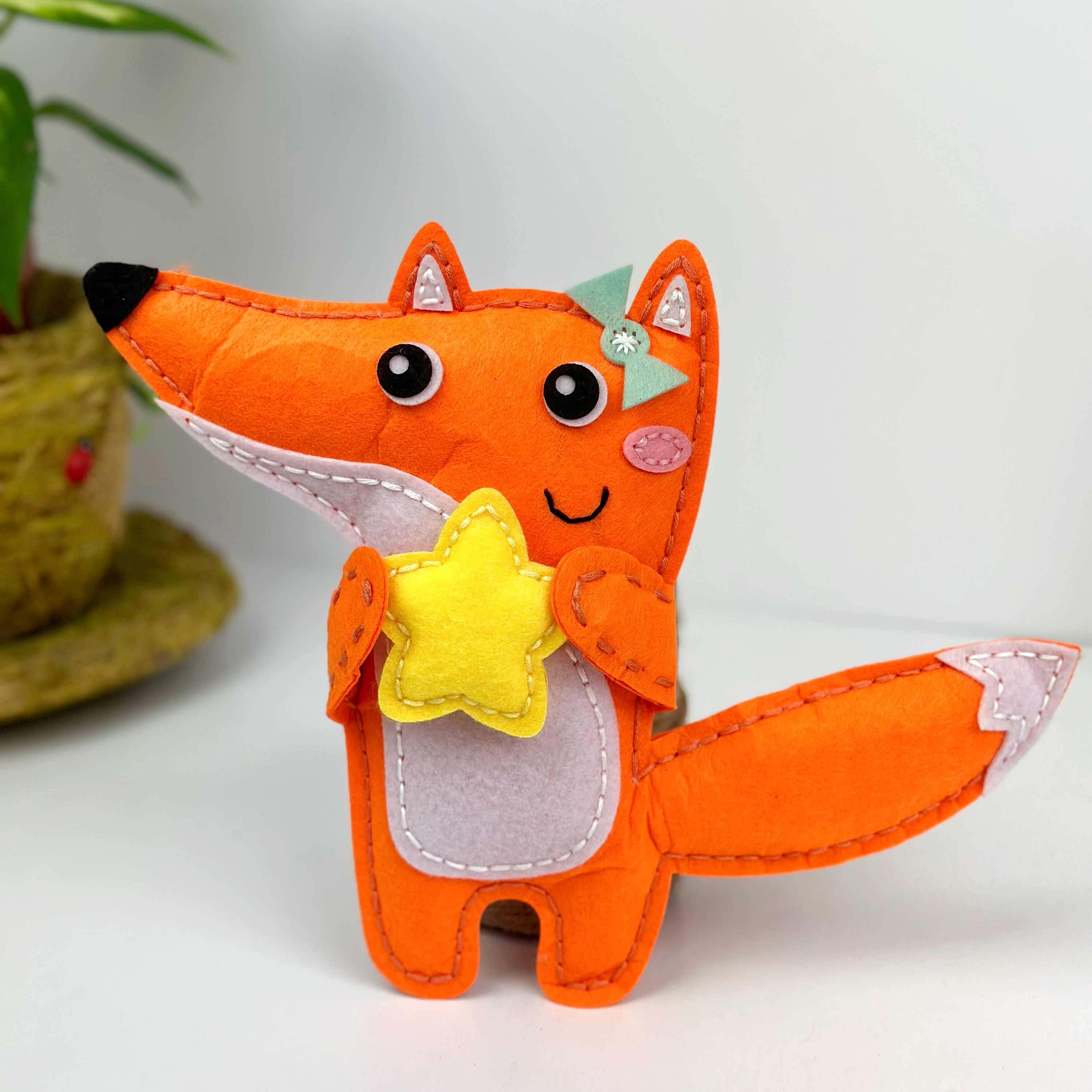 APLI Krapli - APLI Krapli Sewyourself Felt Toy Kit Toy Fox Precut Felt Stuffing Thread & Safe Needle Ages 6+