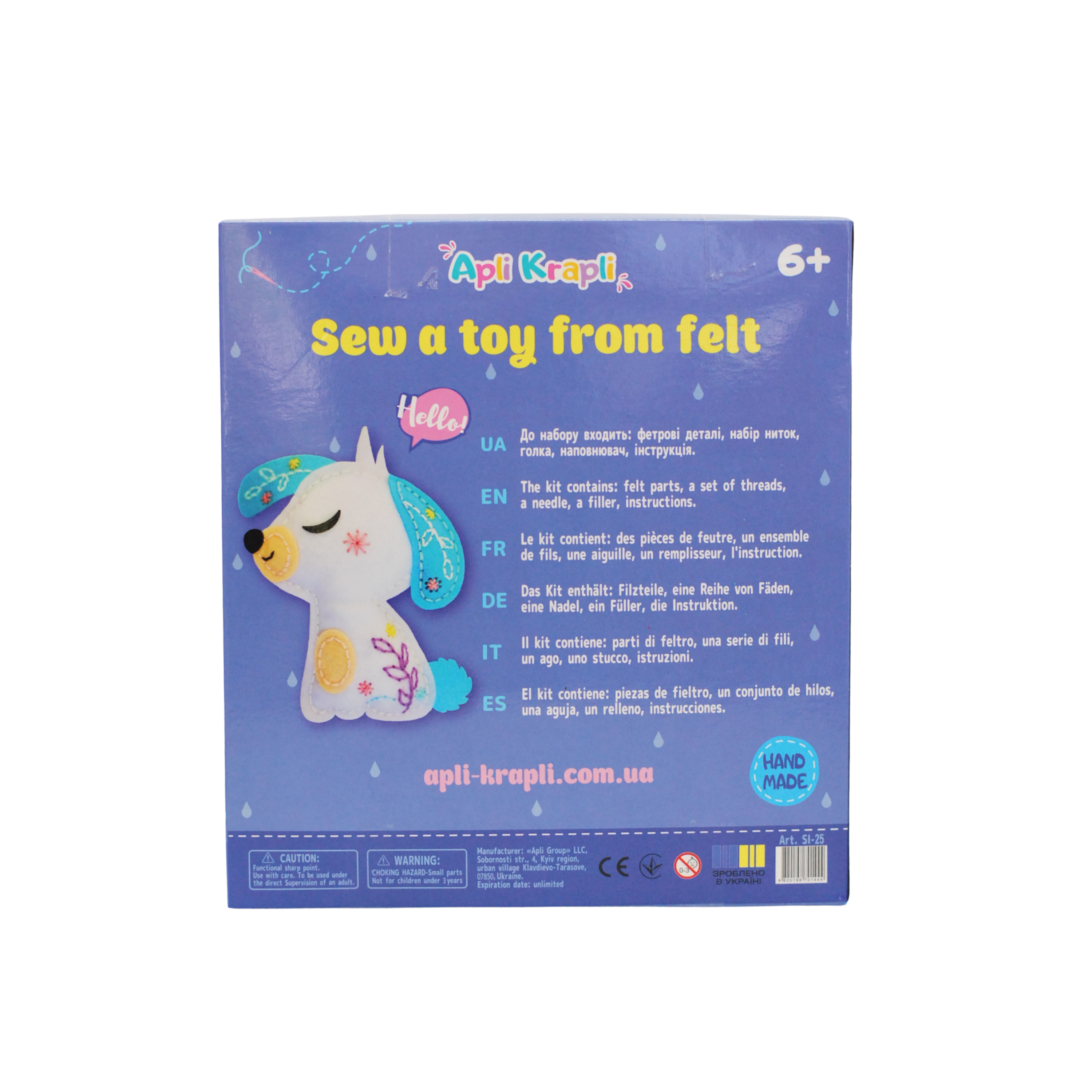 APLI Krapli - APLI Krapli Sewyourself Felt Toy Kit Dog Precut Felt Stuffing Thread & Safe Needle Ages 6+