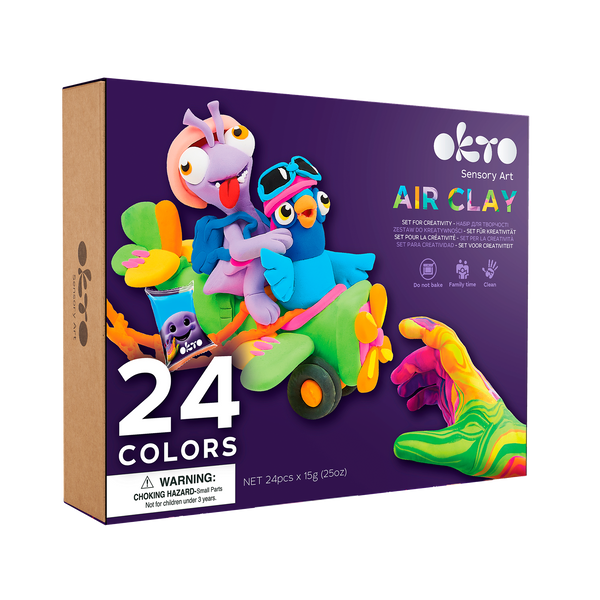 OKTO Air Clay Set for Creativity – 24 Colors – Fainotoys