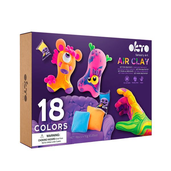 OKTO Air Clay Set for Creativity – 18 Colors – Fainotoys