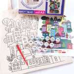 ROSATalent: Eco-Friendly Cotton Ecobag Coloring Kit – Bright City (220 GSM, 38x42 cm)