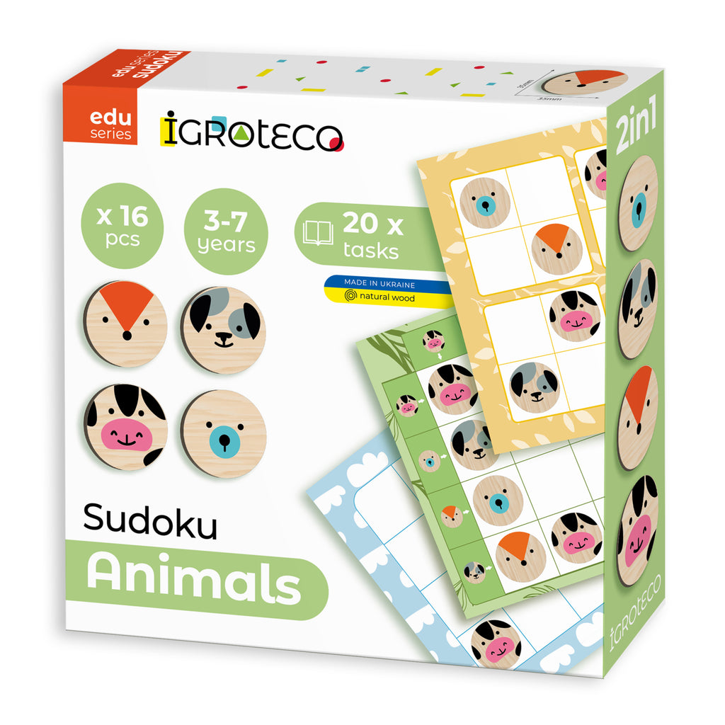 Igroteco Wooden Sudoku Animals 16 pcs — Made in Ukraine