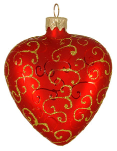 Glass Christmas Ornament - Red Heart