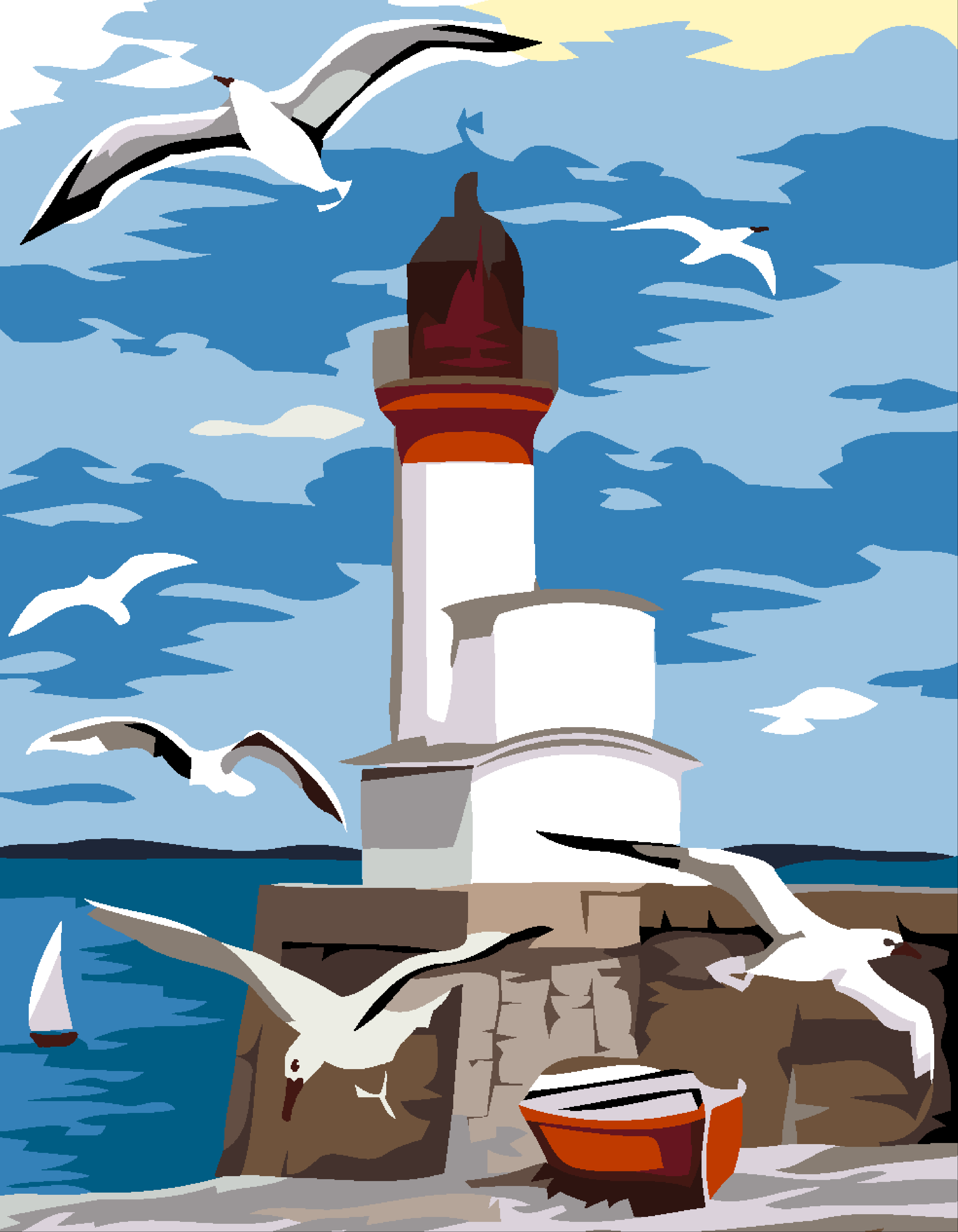 Lighthouse and Seagulls