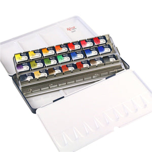 Set of watercolor paints "Classic" metal case, 21 colors, cuvette, ROSA Gallery