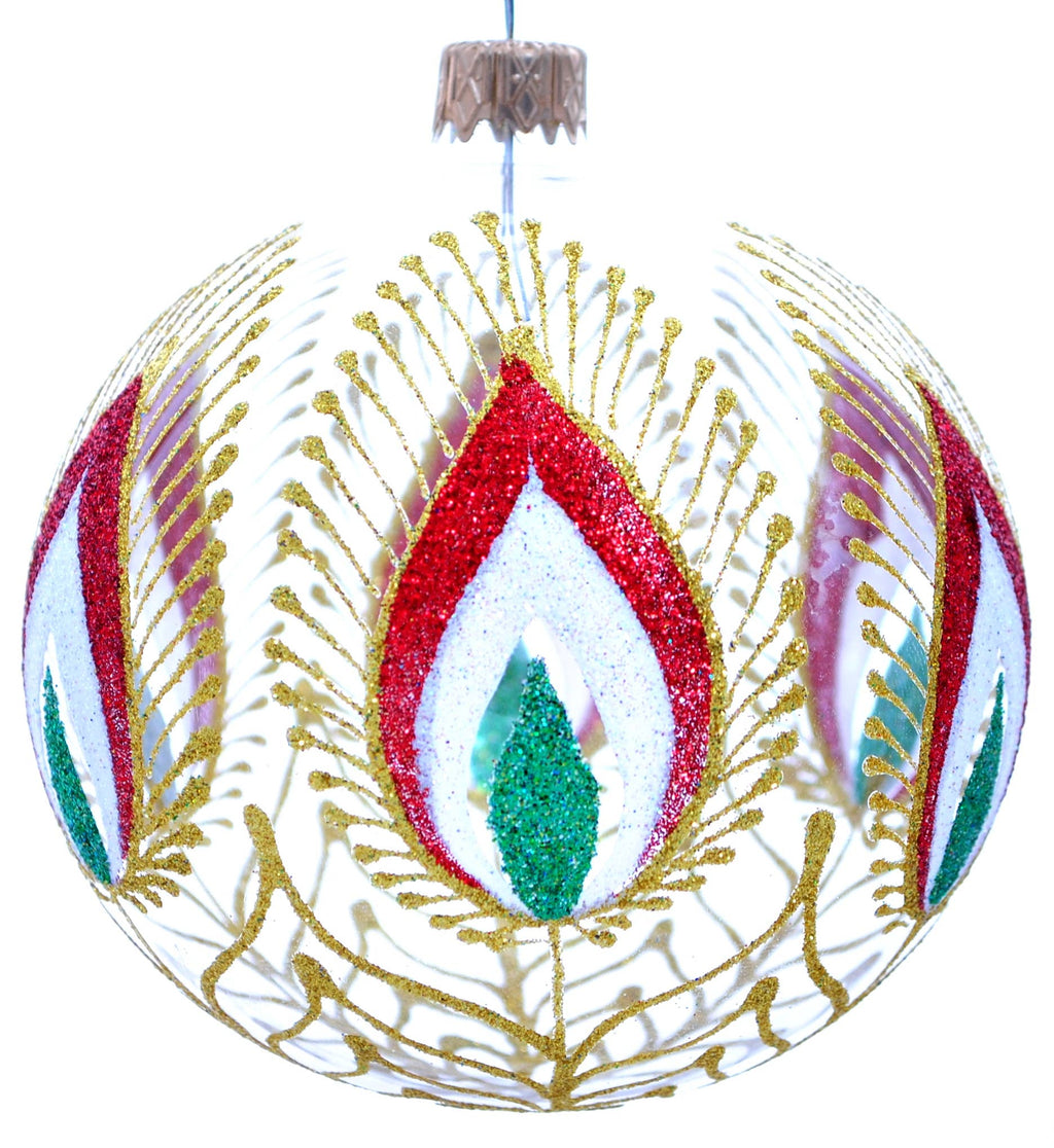 4" Glass Christmas Ornaments - Firebird on Transparent