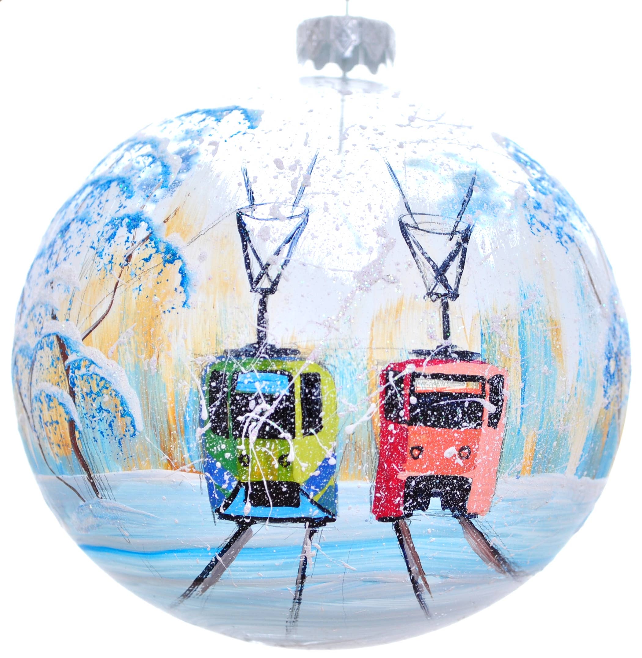 4.7" Glass Christmas Ornaments - Christmas Tram