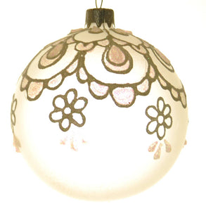 4" Glass Christmas Ornaments - Lace Crown